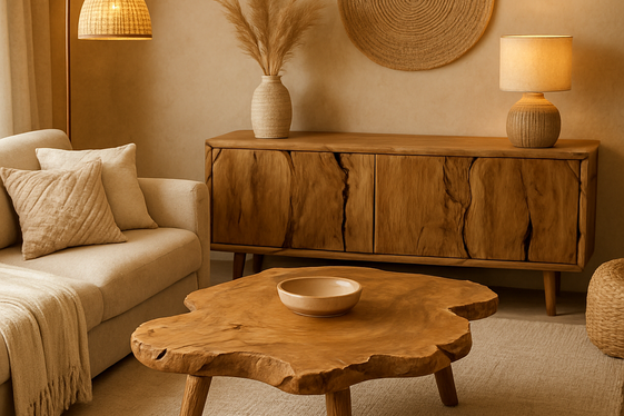 Bring in Natural Wood Furniture with Organic Shapes illustration