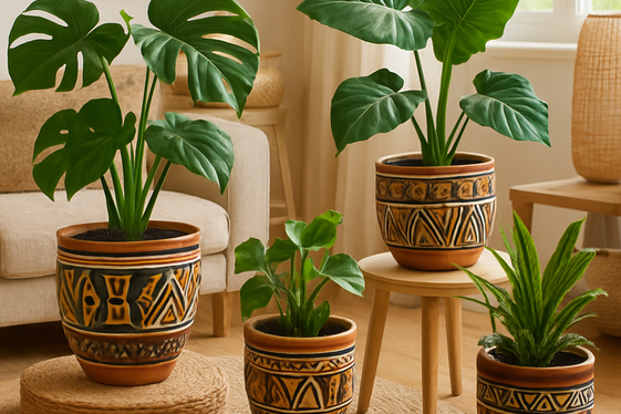 Include Indoor Plants with Artistic Ceramic Pots illustration