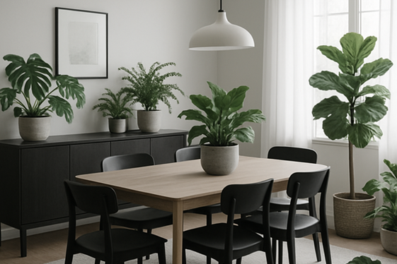 Adding Greenery to Soften Black and White Spaces illustration
