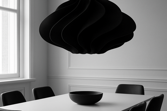 Statement Lighting in Black and White Dining Areas illustration