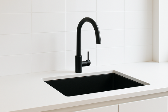 Minimalist Black Sink and Faucet Designs illustration