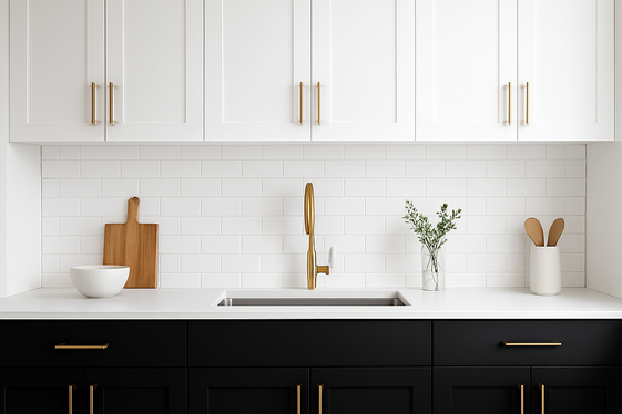 Two-Tone Black and White Kitchen Design illustration