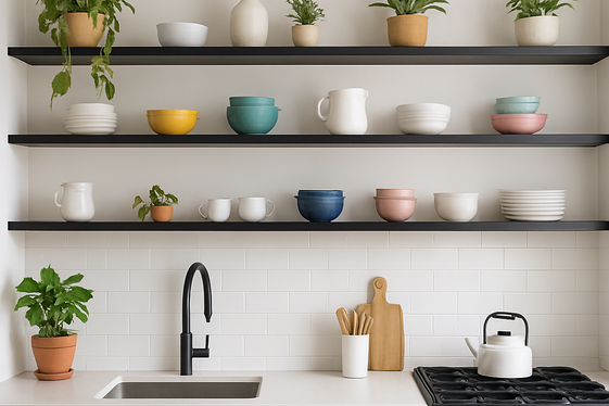 Black Open Shelving for a Light Touch illustration