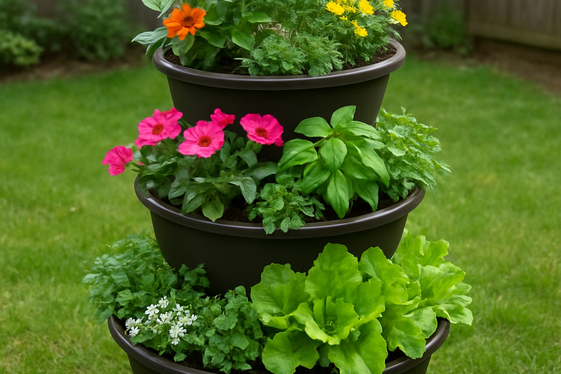 Stacked Container Gardens for Vertical Farming illustration