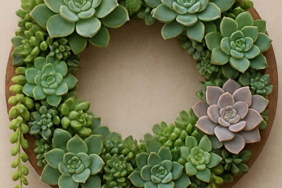Succulent Wreaths as Living Wall Art illustration