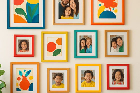 Incorporate Personal Photos with Colorful Prints illustration