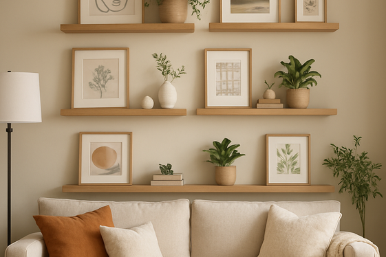 Use Floating Shelves to Display Artwork illustration