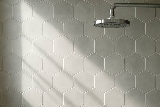Gray Hexagon Tiles for Unique Shower Patterns illustration