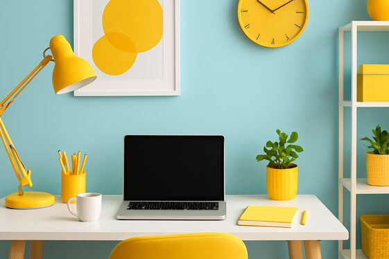 Adding Pops of Yellow to Energize Your Blue Office illustration