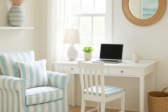 Blue and White Striped Office Decor for a Nautical Touch illustration
