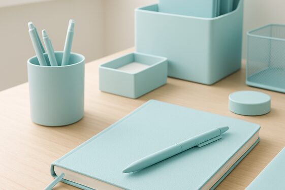 Pastel Blue Desk Accessories That Boost Productivity illustration