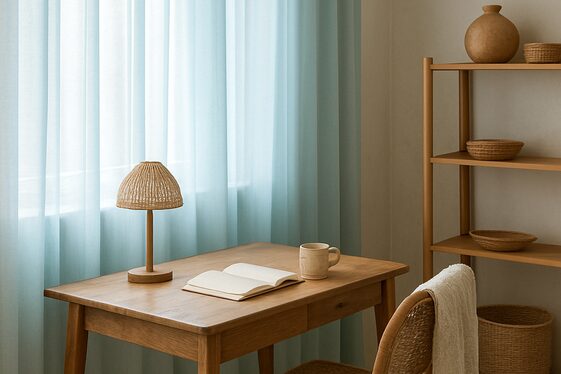 Soft Blue Curtains to Soften Your Workspace Ambiance illustration