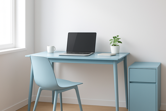 Minimalist Light Blue Furniture for a Clean, Modern Office illustration