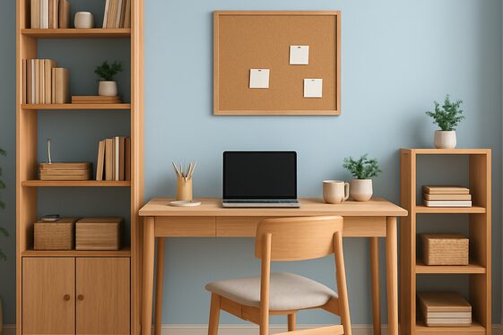 Complementing Light Blue with Natural Wood Elements illustration