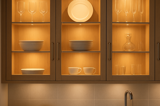 Use Glass-front Cabinets to Display Dinnerware illustration