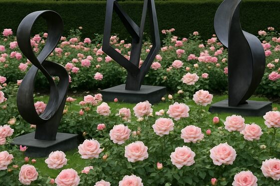 Using Modern Sculptures to Complement Roses illustration