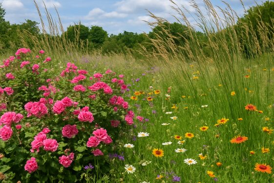 Integrating Roses Into a Wildflower Meadow illustration