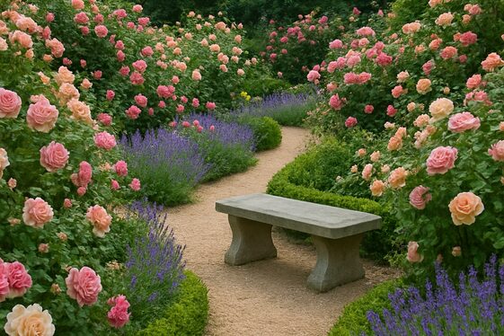 Designing a Romantic English Rose Garden illustration