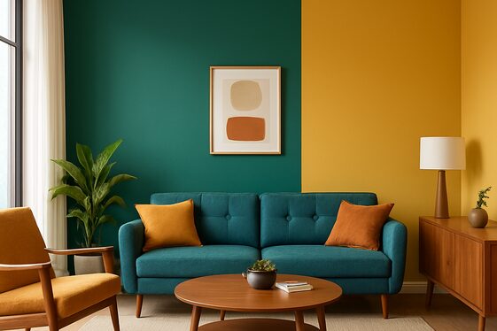 Bold Color Blocking for a Modern Living Room illustration
