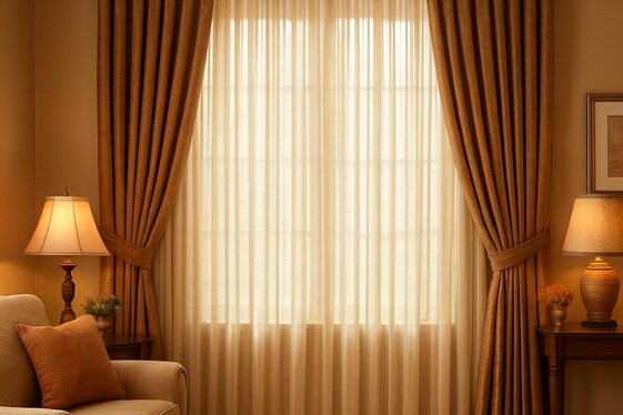 Traditional Window Treatments with Drapery illustration