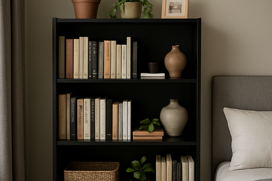 Using Black Bookshelves to Add Character & Storage illustration