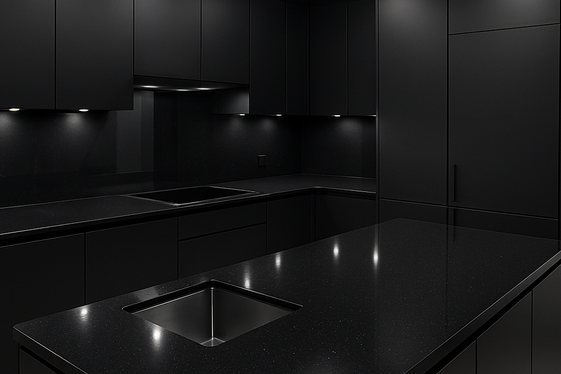 Add Glossy Black Countertops for Shine illustration