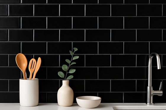 Highlight with Black Backsplash Tiles illustration