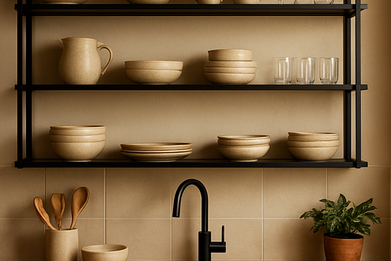 Incorporate Black Open Shelving for Display illustration