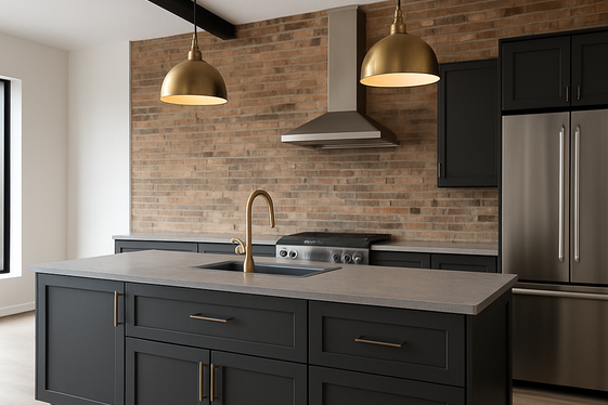 Charcoal Gray Kitchen Islands with Metallic Touches illustration