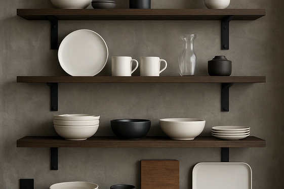 Custom Dark Open Shelving for a Stylish Display illustration