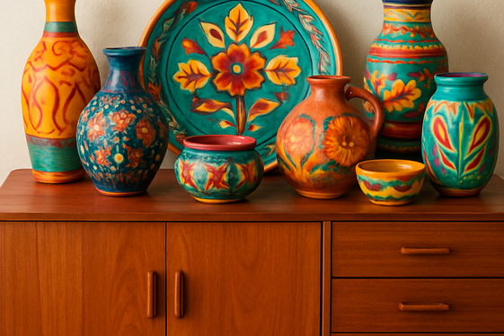 Playing with Colorful Ceramics and Pottery illustration