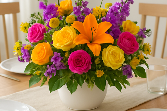 Splash Color with Seasonal Floral Arrangements illustration