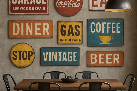 Showcase a Collection of Vintage or Modern Signs illustration