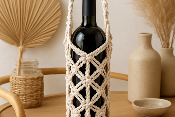 Macramé Bottle Holders for Boho Bar Accessories illustration