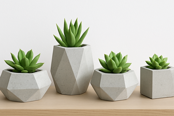 Make Colorful Geometric Planters from Concrete illustration
