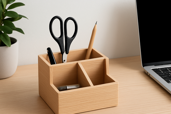 Construct a Minimalist Wooden Desk Organizer illustration