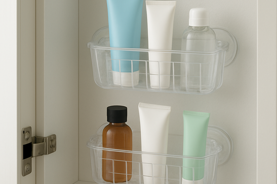Use Suction Cup Baskets on Cabinet Walls illustration