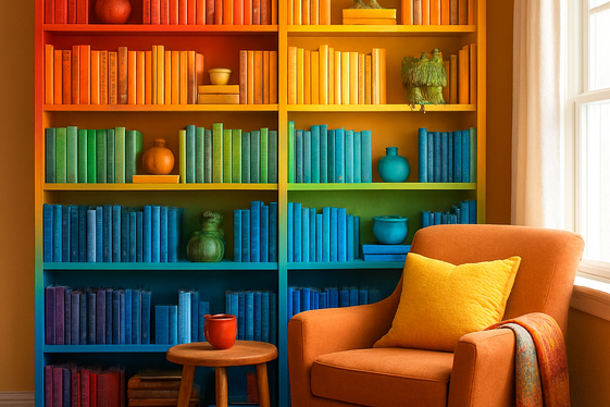 Rainbow Bookshelves Packed with Personality illustration
