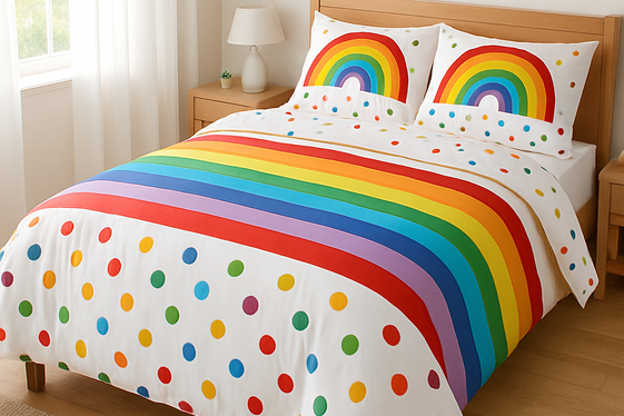 Mixing Rainbow Patterns on Bedding for Fun Bedrooms illustration