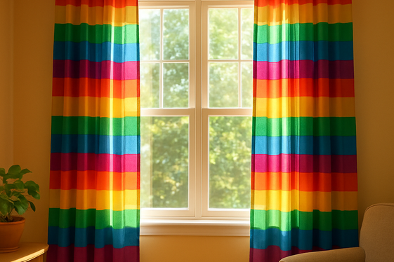 Playful Striped Curtains That Radiate Joy illustration