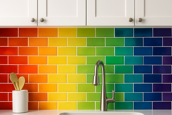 Rainbow Tile Backsplashes That Sparkle illustration