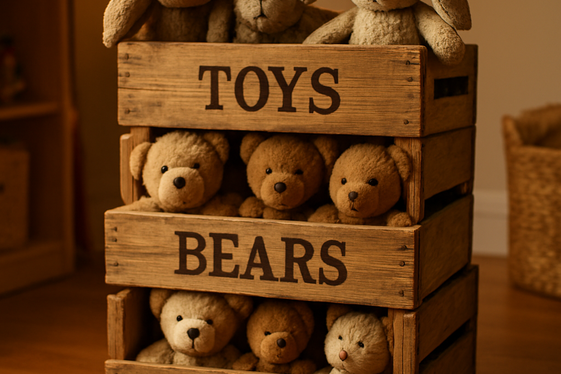 Customized Wooden Crates with Labels illustration