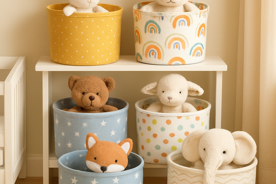 Fabric Baskets in Fun Patterns and Colors illustration
