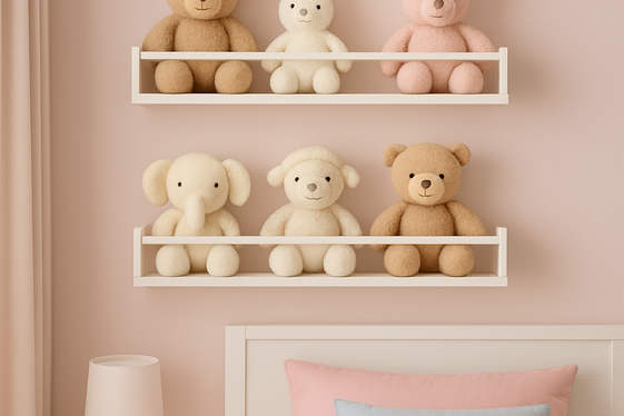 Wall Shelves with Guardrails to Keep Toys In Place illustration