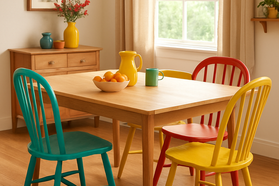 Combining Colorful Chairs with Neutral Tables illustration