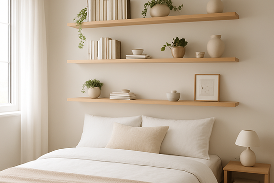 Use Floating Shelves to Keep the Floor Clear illustration