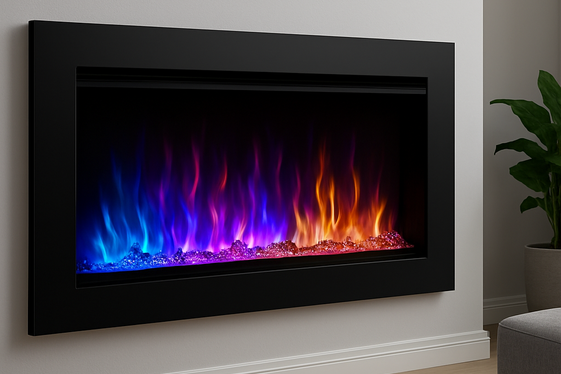 Electric Fireplaces with Adjustable Flame Colors illustration