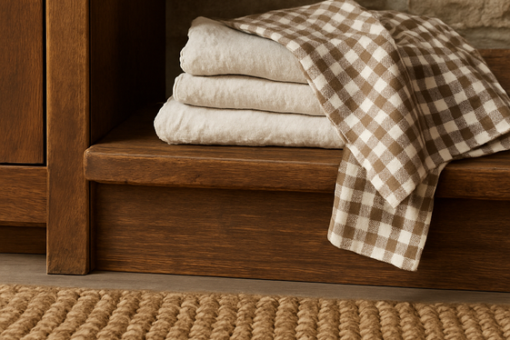 Layered Textures with Rugs and Linens illustration