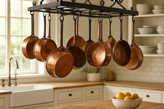 Incorporate a Pot Rack for Rustic Organization illustration