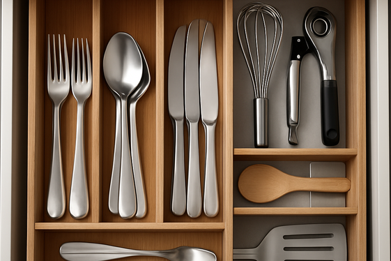 Organize Utensils with Drawer Dividers illustration